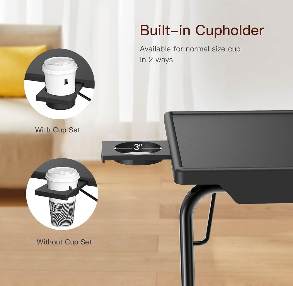 HUANUO Adjustable TV Tray Table - Dinner on Bed & Sofa, 1 pack, Black