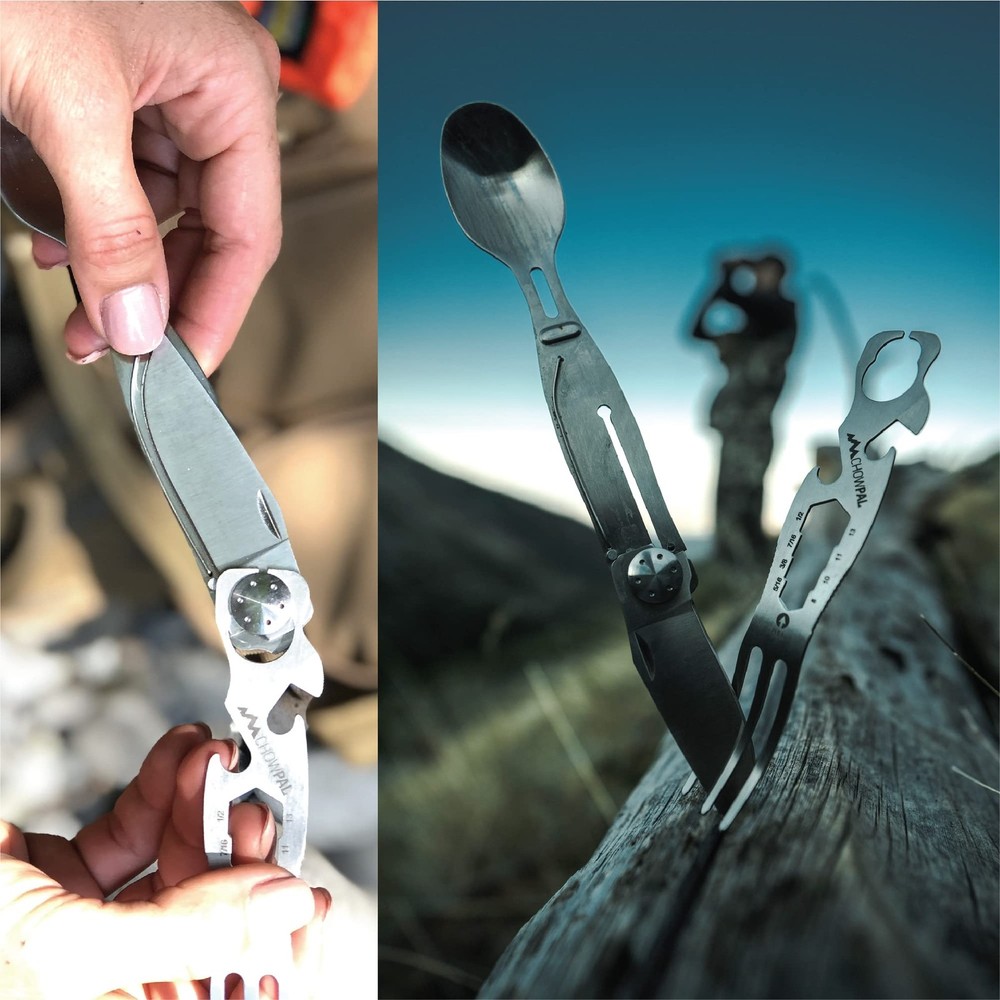 Outdoor Edge ChowPal - Mealtime Multitool with Folding Knife, Fork, Spoon, Bo...