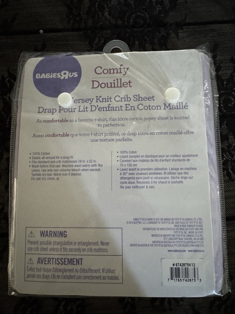 New- Fitted Crib Sheet-lavender. 100% Cotton