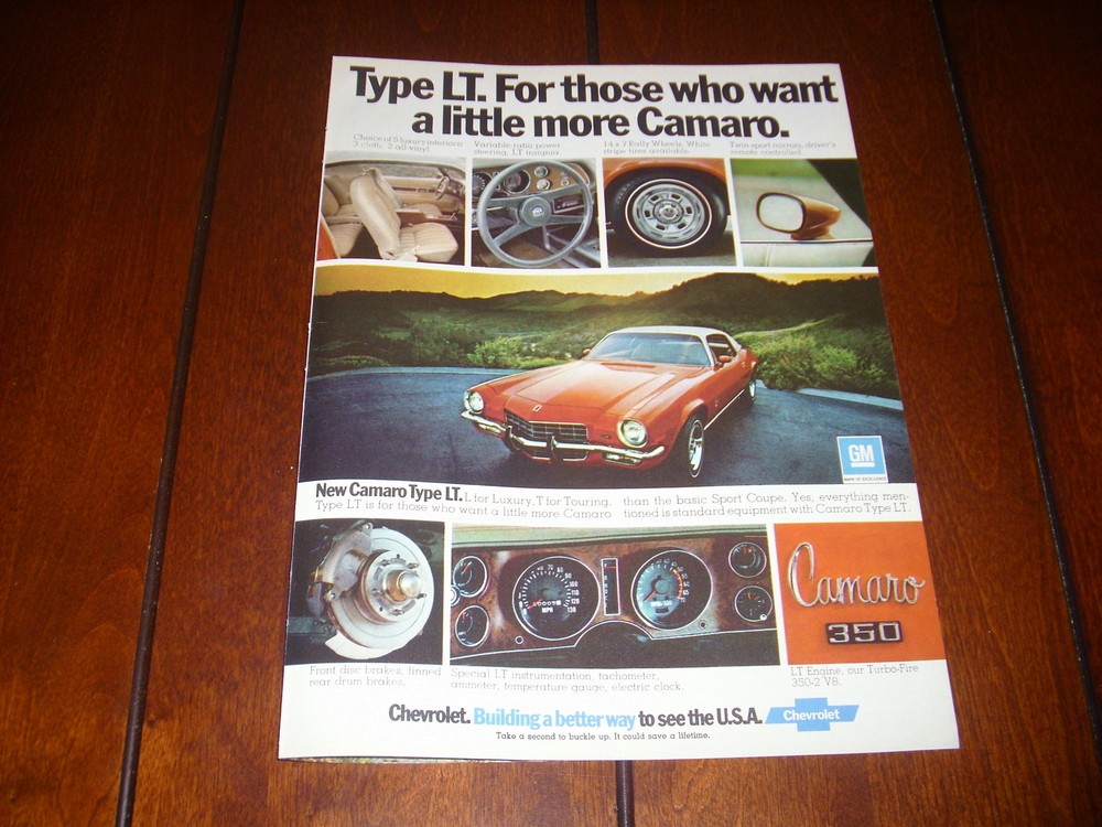 1973 CAMARO TYPE LT ORIGINAL AD