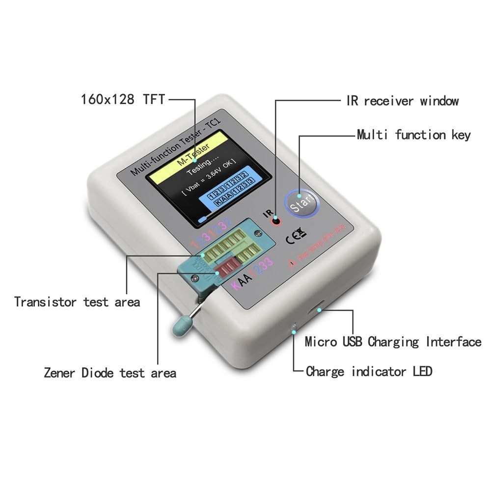 Capacitor and Transistor Meter with Lithium Battery and Auto Shut-Down Feature