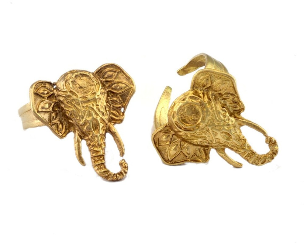 Elephant Ring Adjustable Raw brass (18.5mm 8.5US inner size) 2978