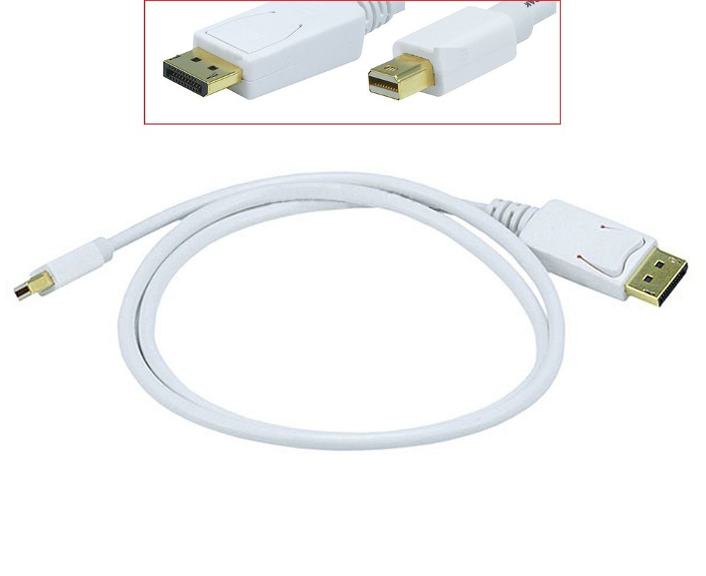 ( 2 pack ) White - 3ft 32AWG Mini DisplayPort to DisplayPort Cable