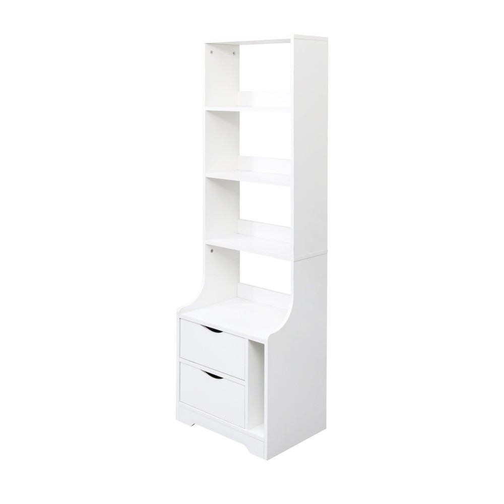 Bedside table with bookshelf and two storage drawers