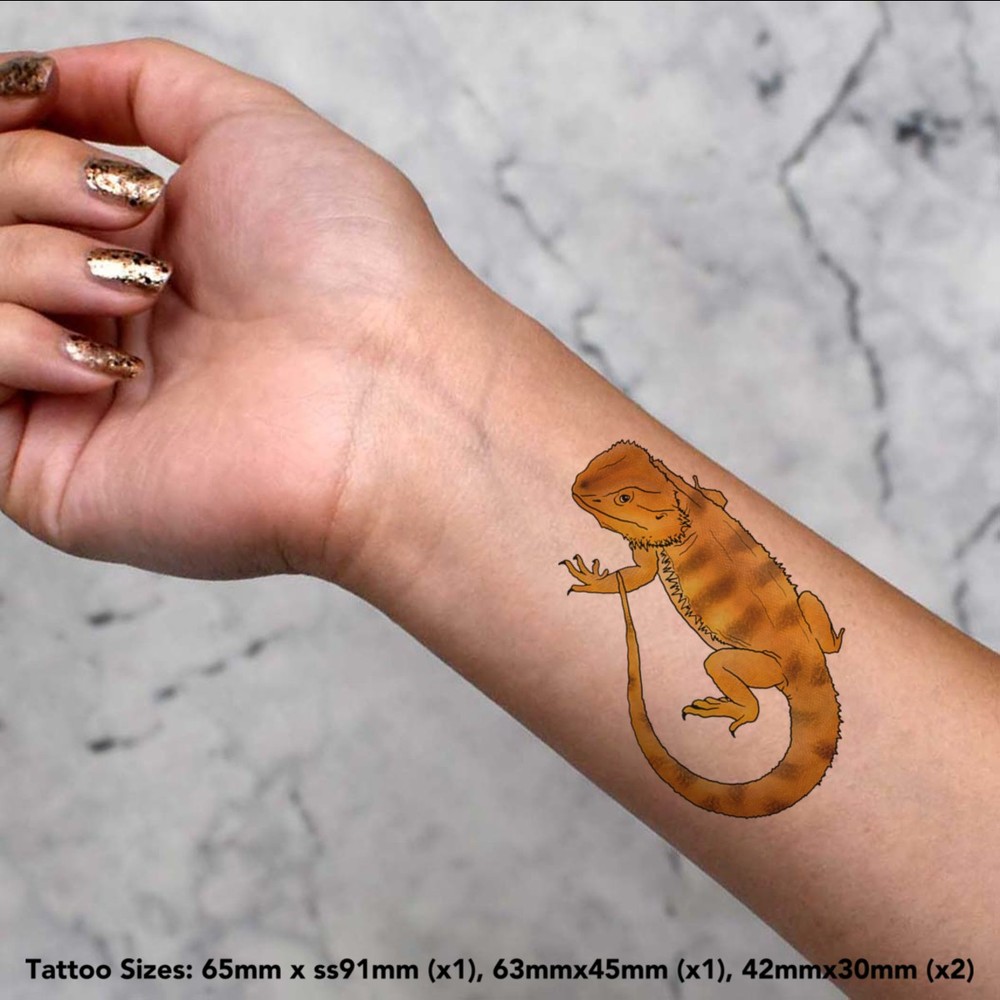 4 x 'Bearded Dragon' Temporary Tattoos / Transfers (TO00039355)