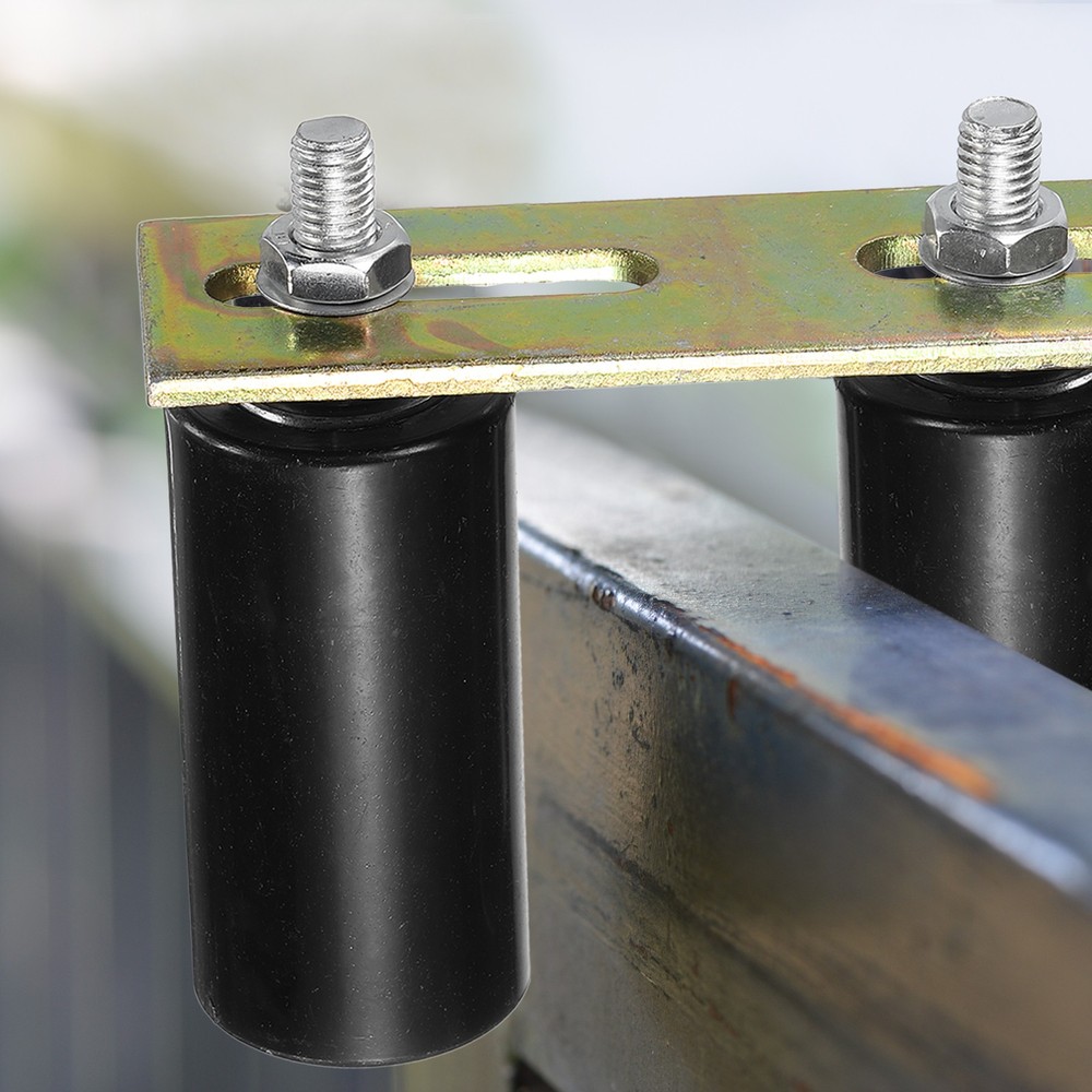 1Set Slide Gate Guide Roller, 4" Nylon Gate Support Rollers with Bracket, Black