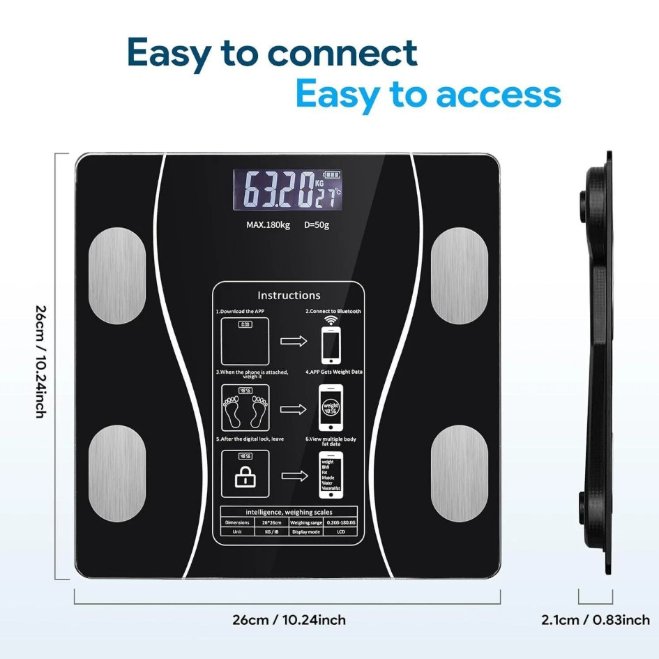 Digital Body Fat Scale Bluetooth High Precision Backlit Display Weight Scale US