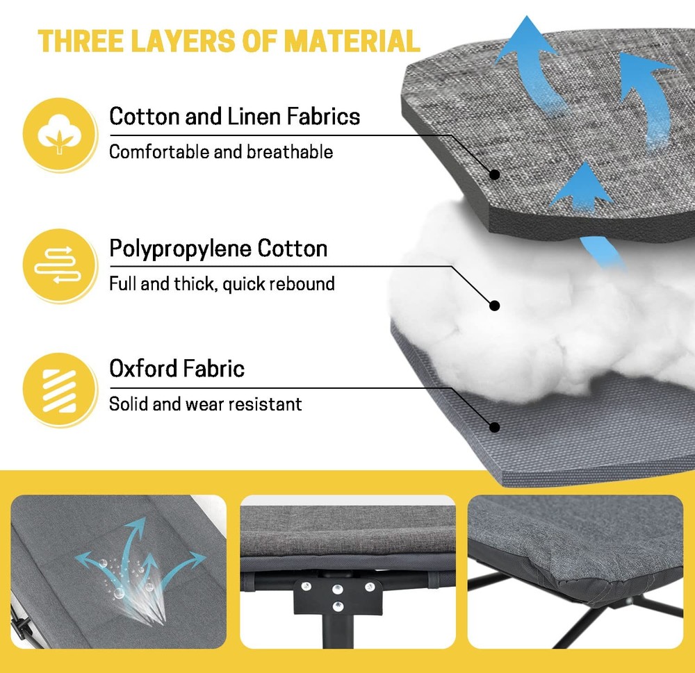 Folding Camping Cot with Mattress Pillow Carry Bag