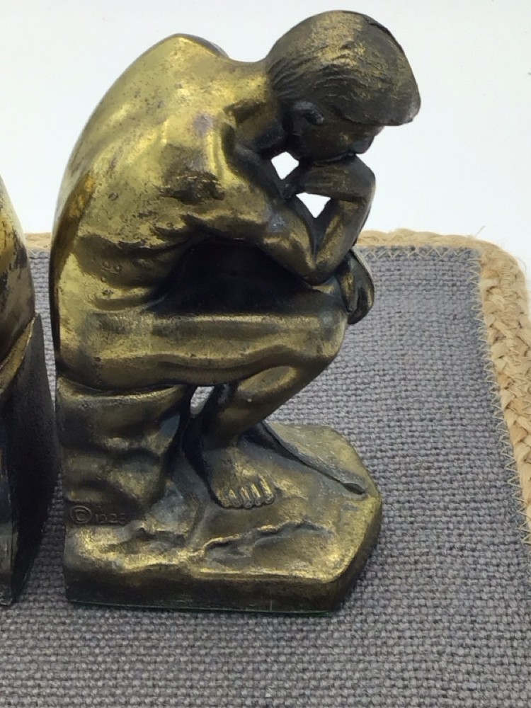 Vintage Brass "The Thinker" Bookends