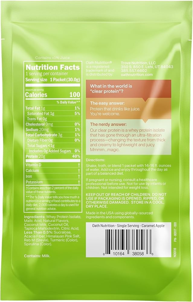 Oath Nutrit Clear Whey Isolate Protein Powder, Carel , plete