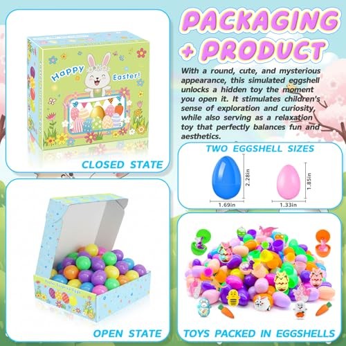 Prefilled Easter Eggs with Toys, 100 Pcs Plastic Easter Eggs Set, easter