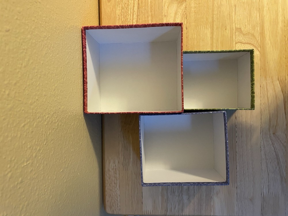 Set of 3 Nesting Boxes Rectangle Red Blue Green