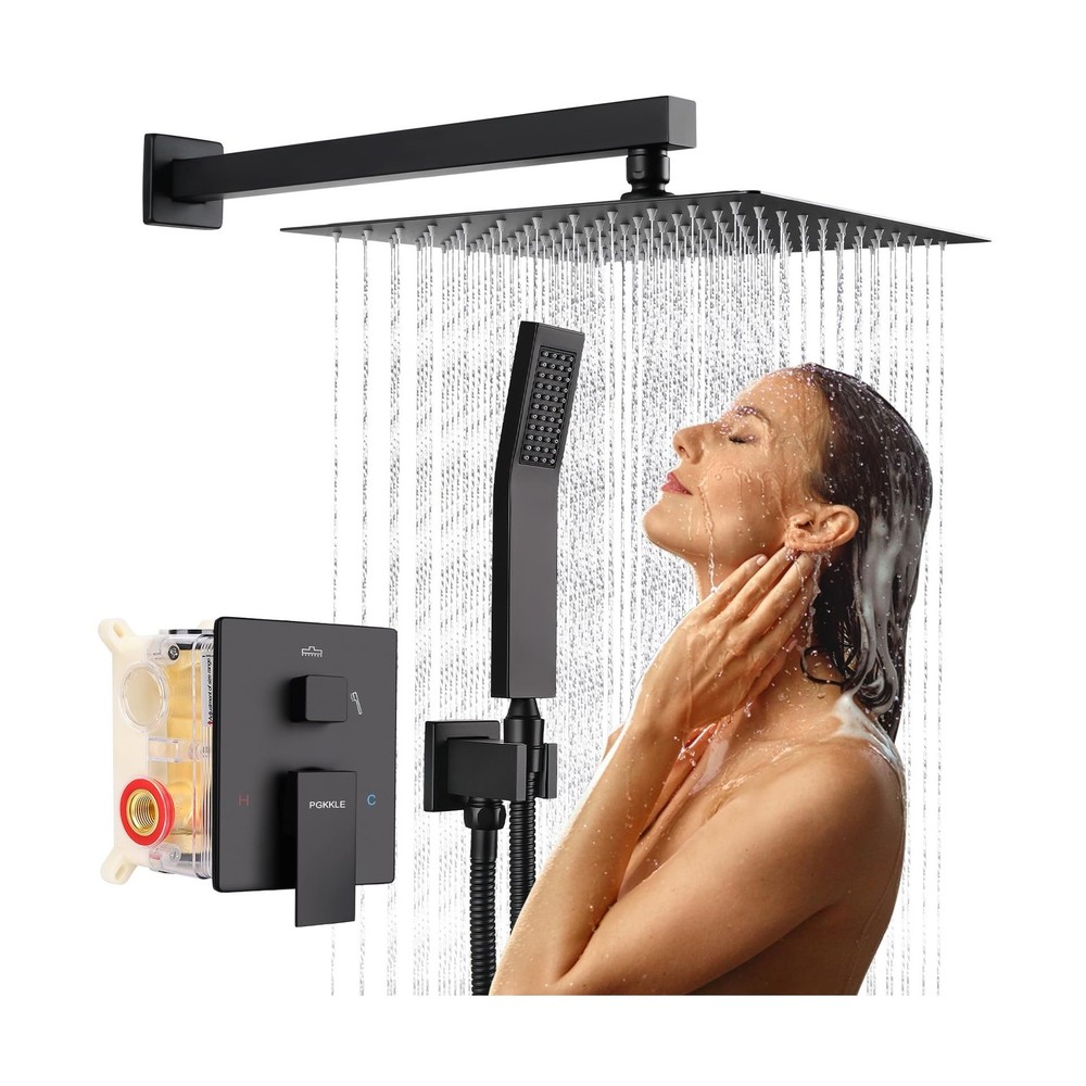 10 Inch Rainfall Shower System - Wall Mounted Complete Combo with Solid Brass...