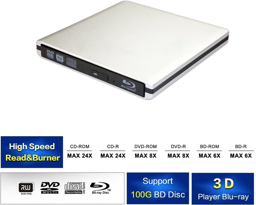USB C Type C USB 3.0 External 3D HD Blue Ray Player for Macbook Pro USB C Blue R