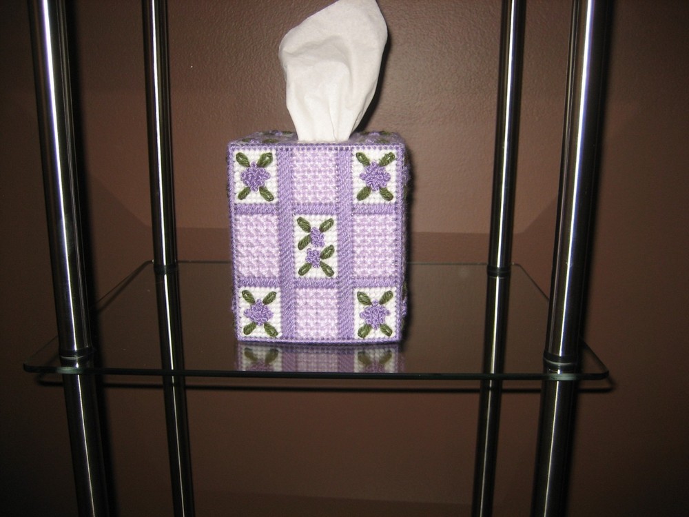 Tissue Box Cover, Plastic Canvas Tissue Box Cover, Handcrafted