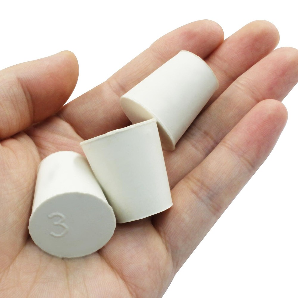 10 Pcs White Solid Rubber Stoppers 3# Tapered Lab Bungs Solid Rubber Stoppers...