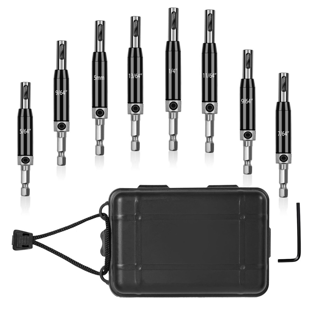 Self Centering Drill Bits Set for Hinges, Center Drill Bits VIX Bit Set with ...