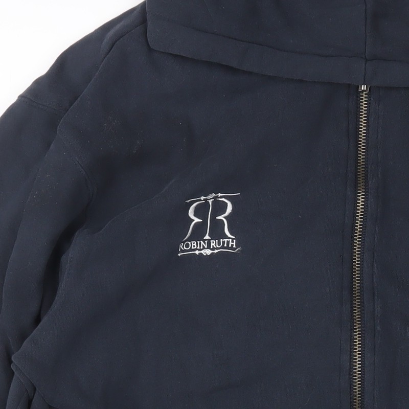 Robin Ruth Men Blue L Basic Hooded Full Zip Cotton Jacket