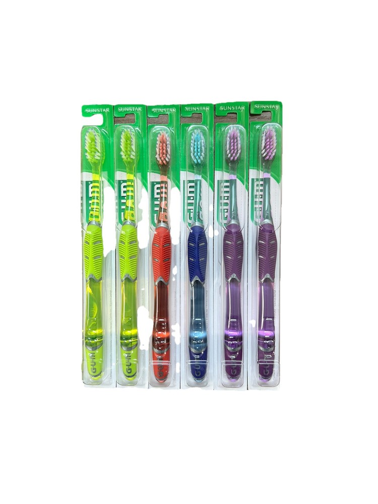 6 Pack SunStar GUM 525 Technique Deep Clean Soft Compact Toothbrushes