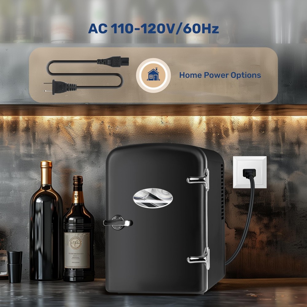 Compact 4L Mini Fridge: Portable & Space-Saving for Room/Office/Car (Black)