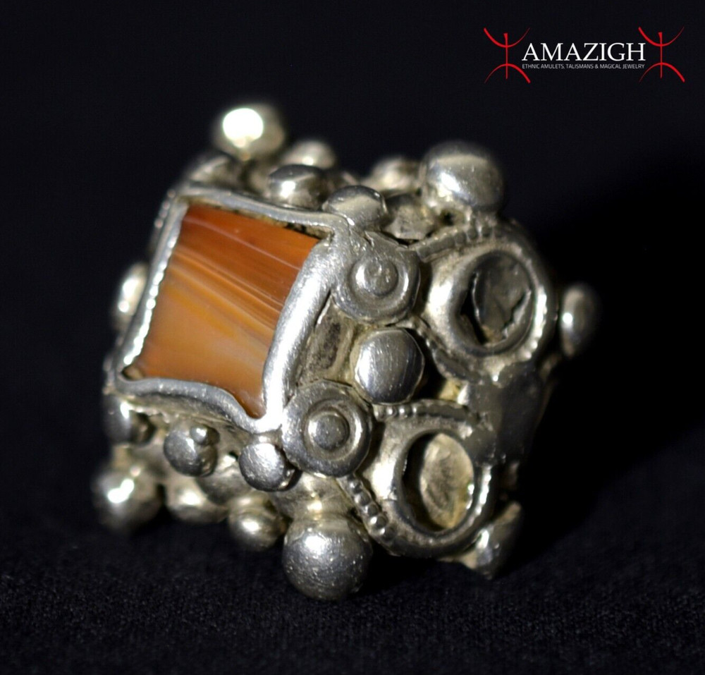 Antique Outstanding Silver-Agate Ring - India - Beautiful Item