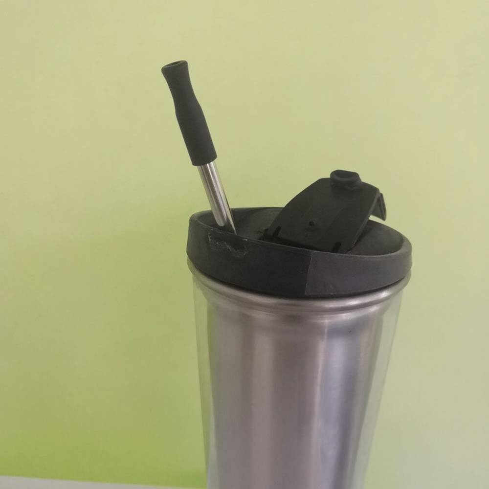 22Pcs Reusable Straws Tips, Silicone Straw One Size, White-Black 22 Pcs