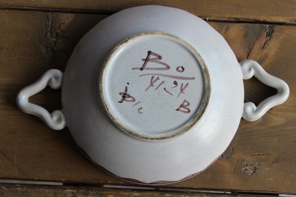 Red Craine Bird Marked Ceramic Bowl Signed
