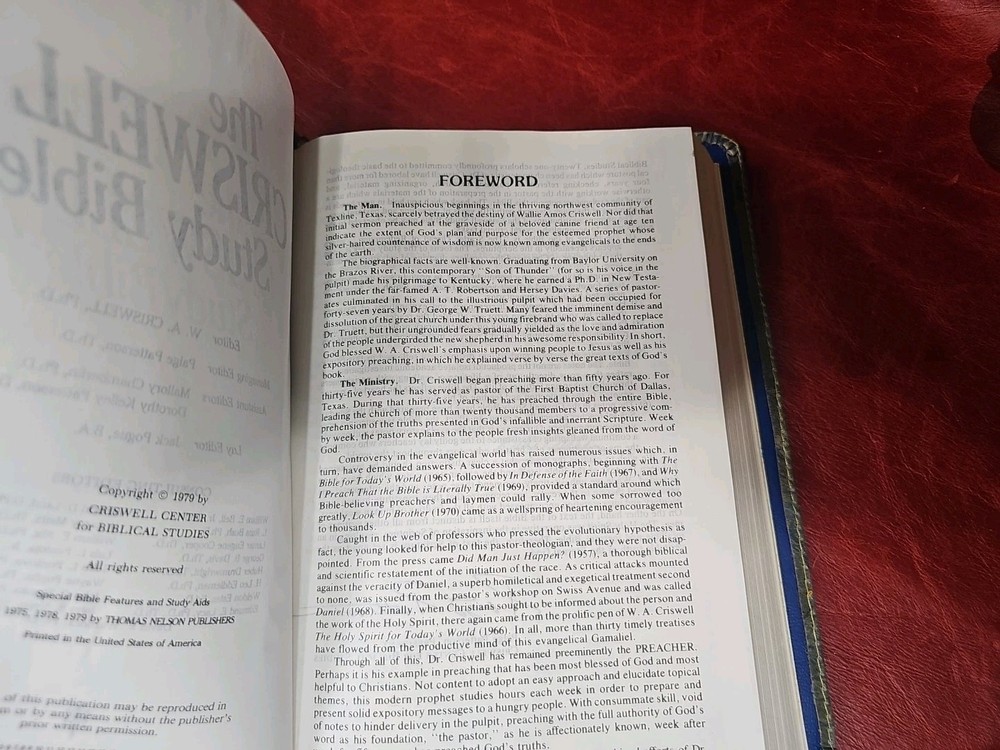 Criswell Study Bible Rebound with Liner Cowhide Nice! Stitched Parameter Nice!