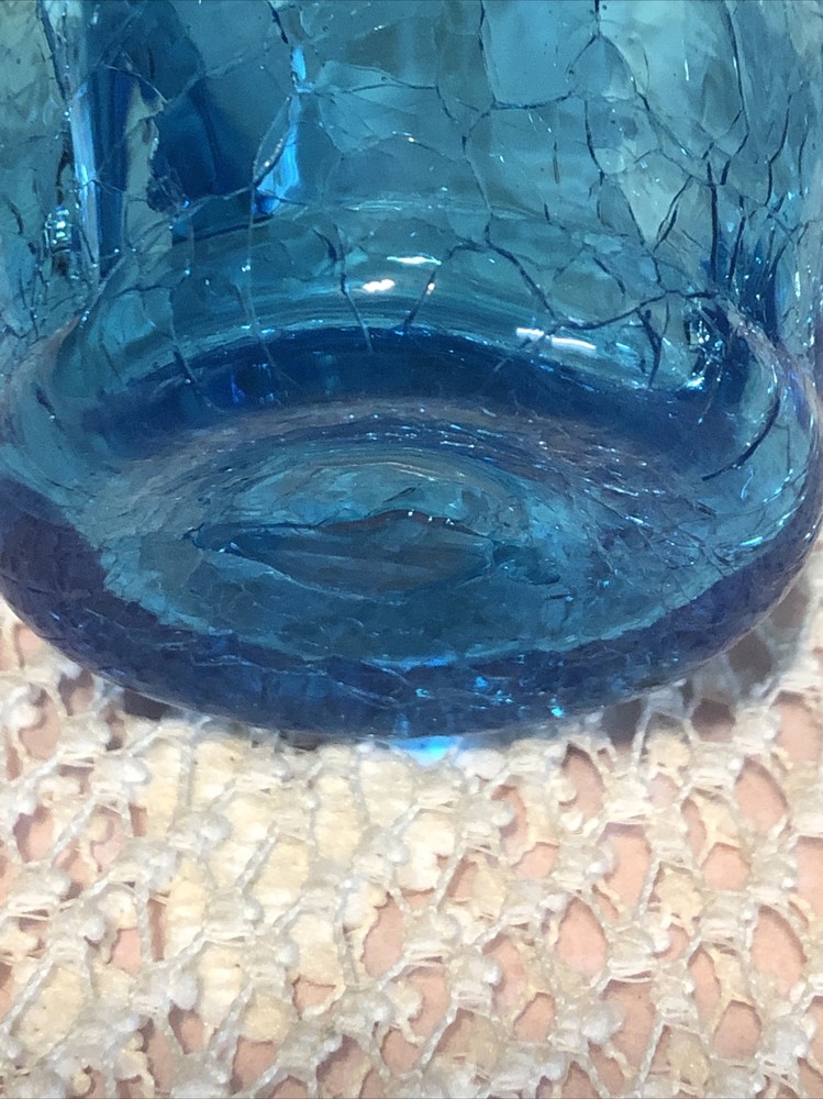 Small Crackle Glass Light Blue Pitcher