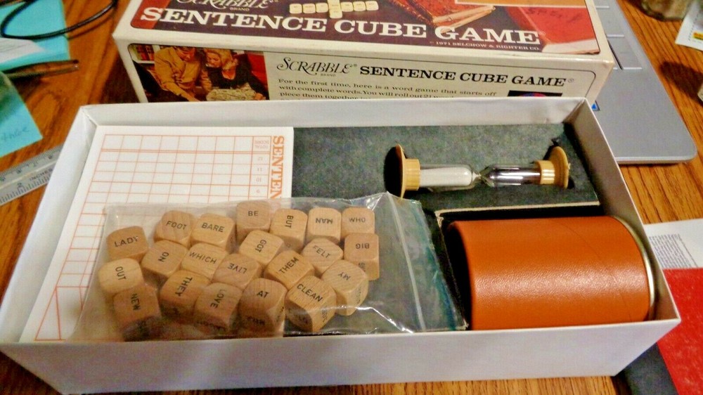 Scrabble Sentence Cube Game Selchow and Righter USA 1971 Complete