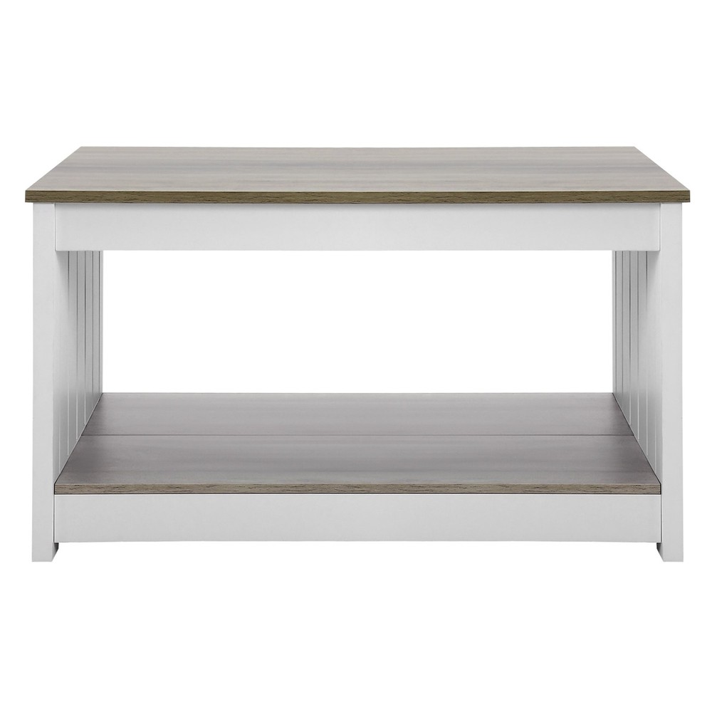 31.5" Farmhouse Coffee Table Square Coffee Table Open Storage Compartment