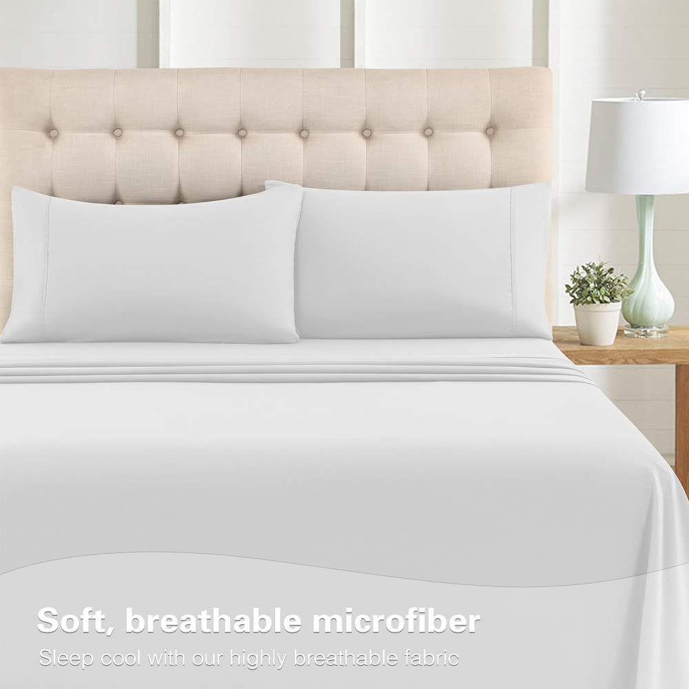 Queen Sheet Set - 4 Piece Soft,Breathable Microfiber Bed Sheets,Deep Pocket, Hot