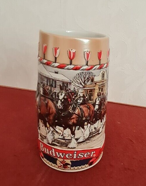 Budweiser Christmas Beer Stein  1986