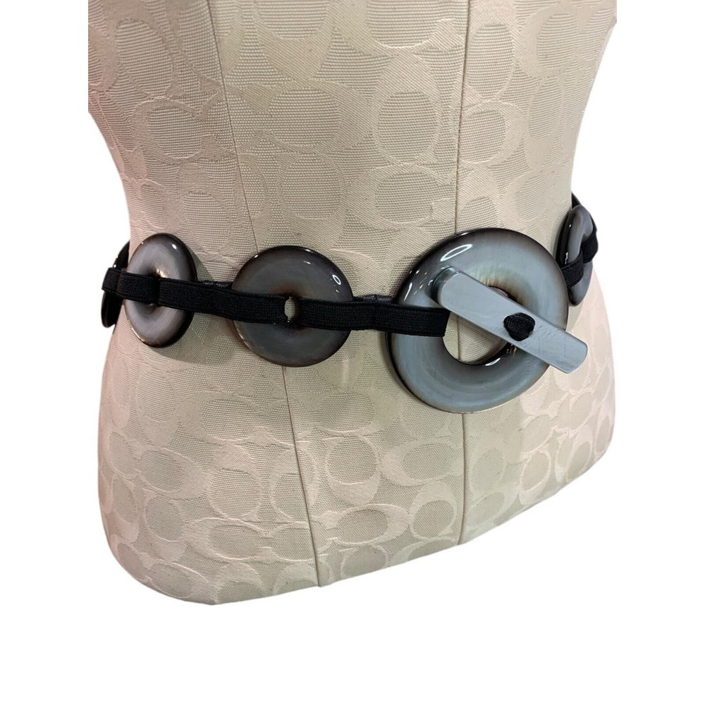 One Size Womens Reversible Statement Belt Stretch Elastic Toggle Clasp