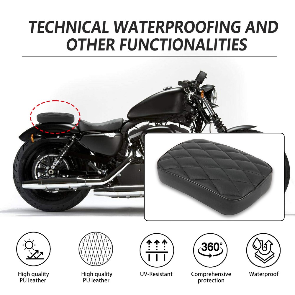 For Big Dog Chopper Rectangular Pillion Passenger Pad Seat w/ 8 Suction Cup Pad