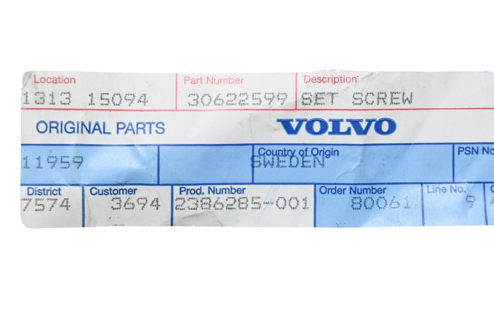 Volvo 30622599 Hinge Bolt NOS