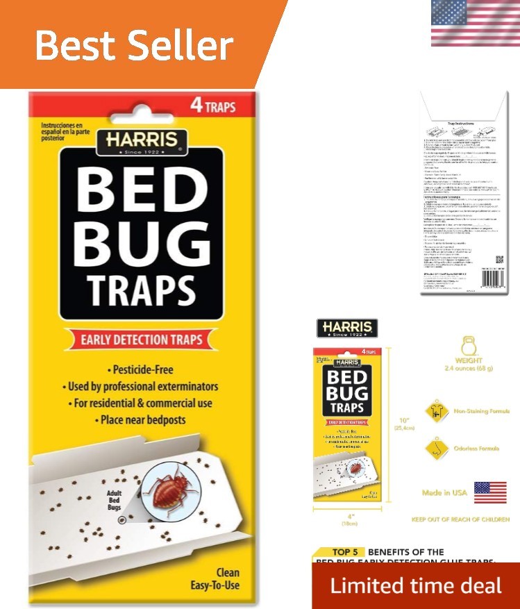Harris Bed Bug Early Detection Glue Traps (4/Pack)