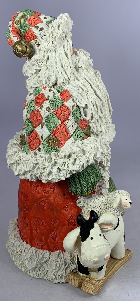 Patchwork Santa Figure With Animals 7”