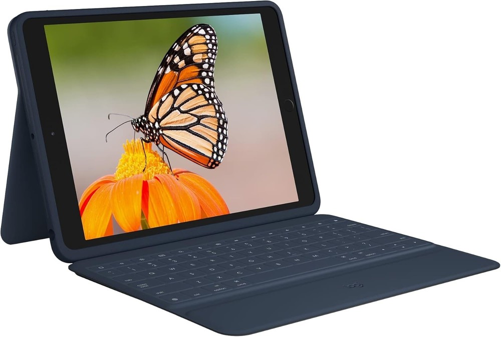 Logitech Rugged Folio Keyboard Case for Apple iPad 7th/8th/9th Gen. Classic Blue