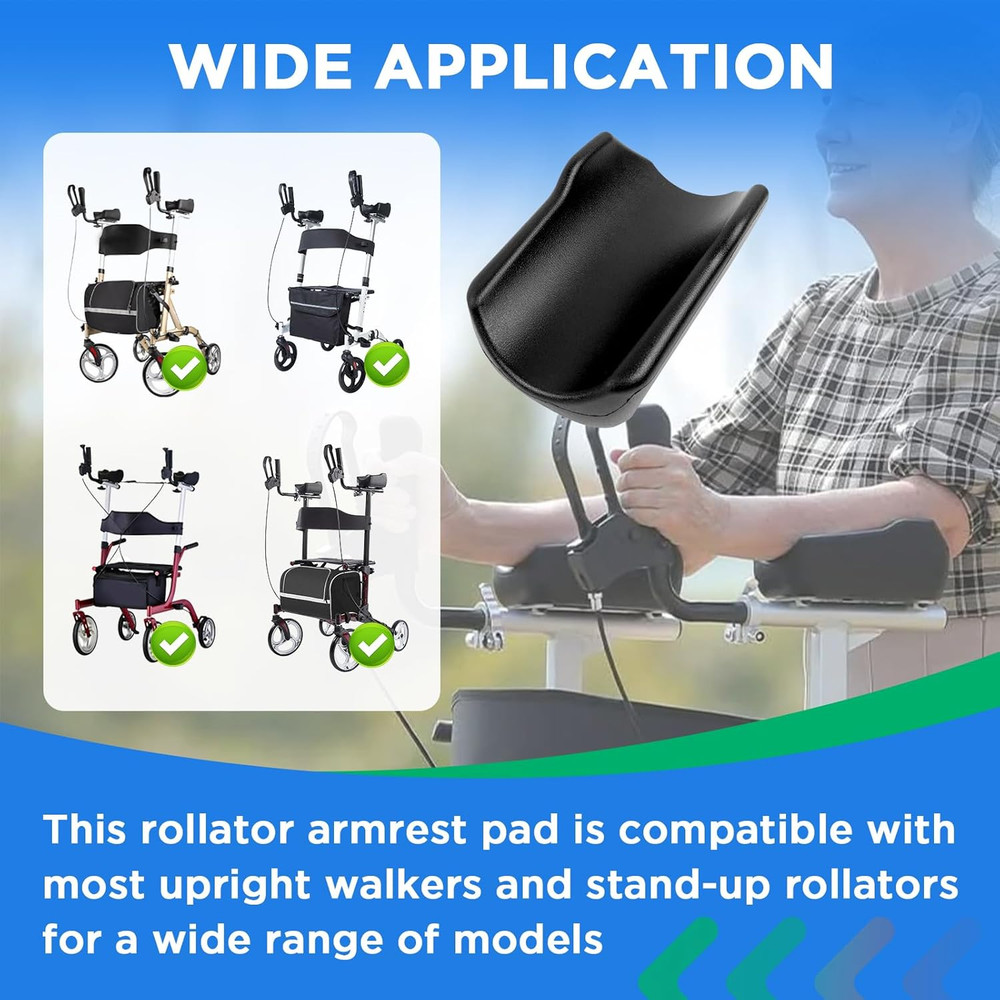 Rollator Armrest Pad, Universal Rollator Arm Rest Attachment, Soft and Comfortab