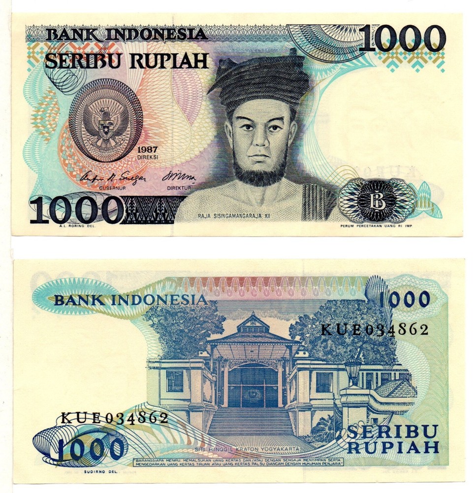 INDONESIA 1000 Rubiah (1987) Pick 124, Almost Uncirculated