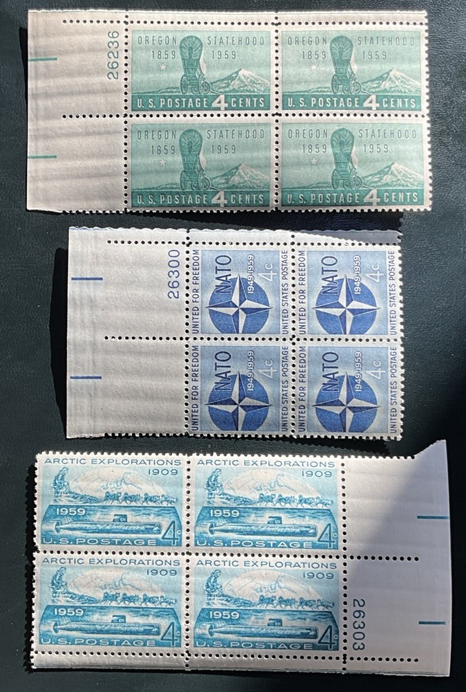Plate Blocks U.S. 1124, 1127, 1128