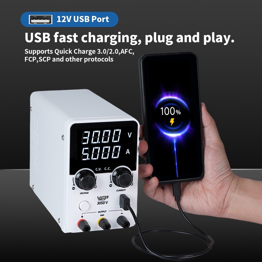 DC Power Supply Adjustable 0-30V 5A Lab Variable Bench Switching High Precision