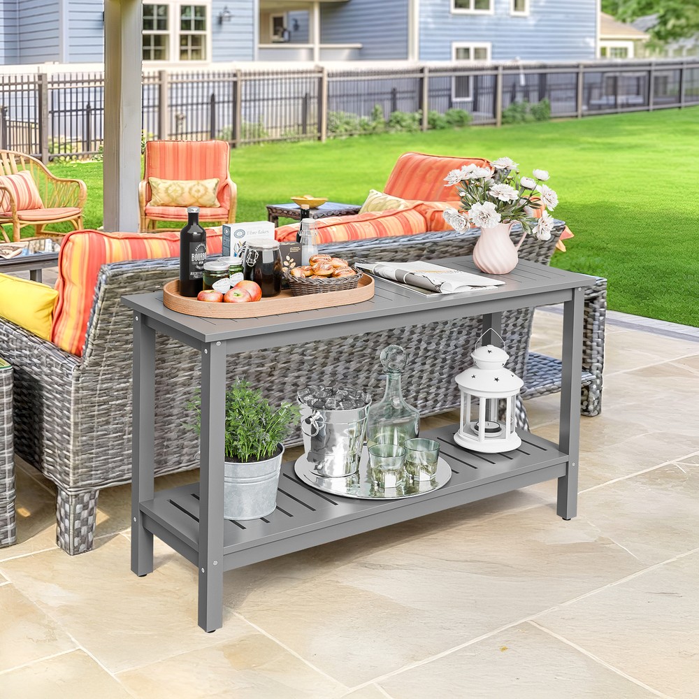 48'' Console Table Entryway Sofa Side Table w/ 2 Storage Shelves Organizer Gray