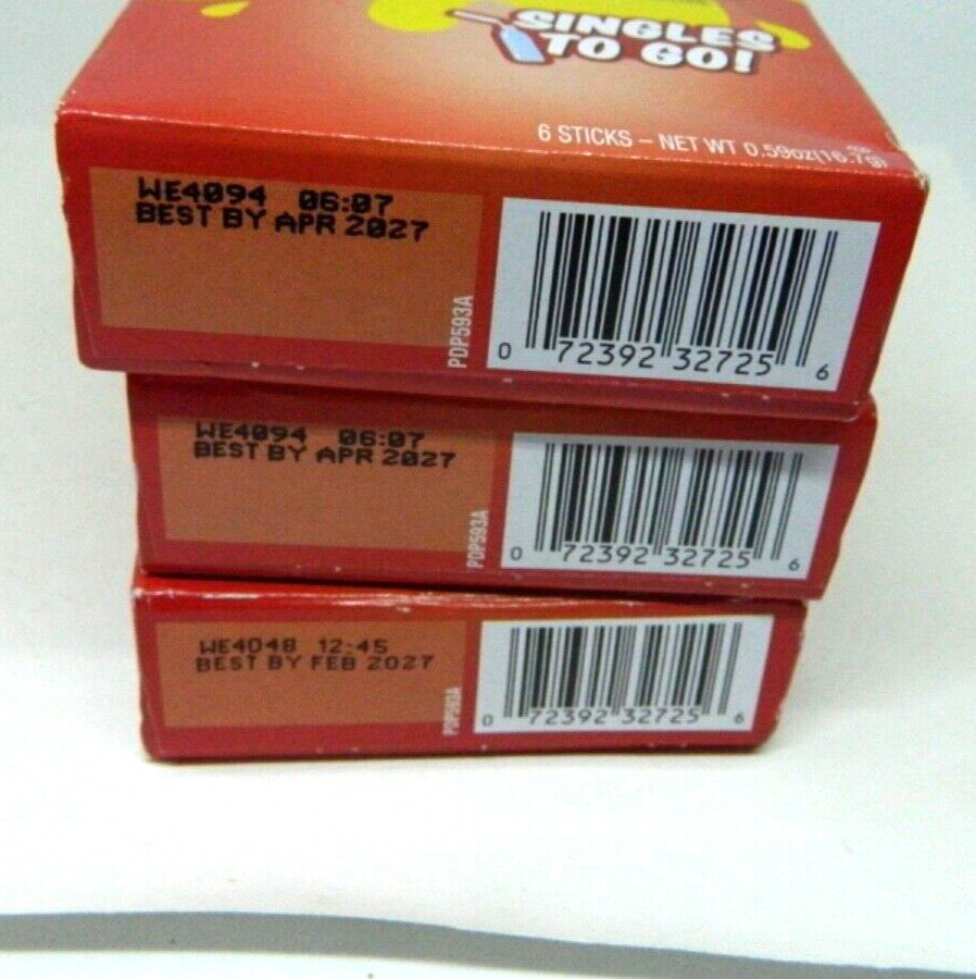 3 Boxes Starburst Cherry Singles Drink Mix 6 Sticks per box BB 2/27