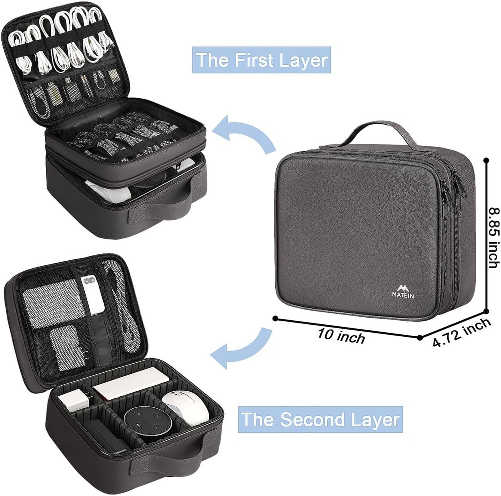 Cord Organizer Case with Adjustable Divider Portable Travel Tech Accessories