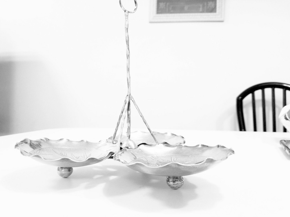 STERLING SILVER CHINESE 3 SECTION DISH