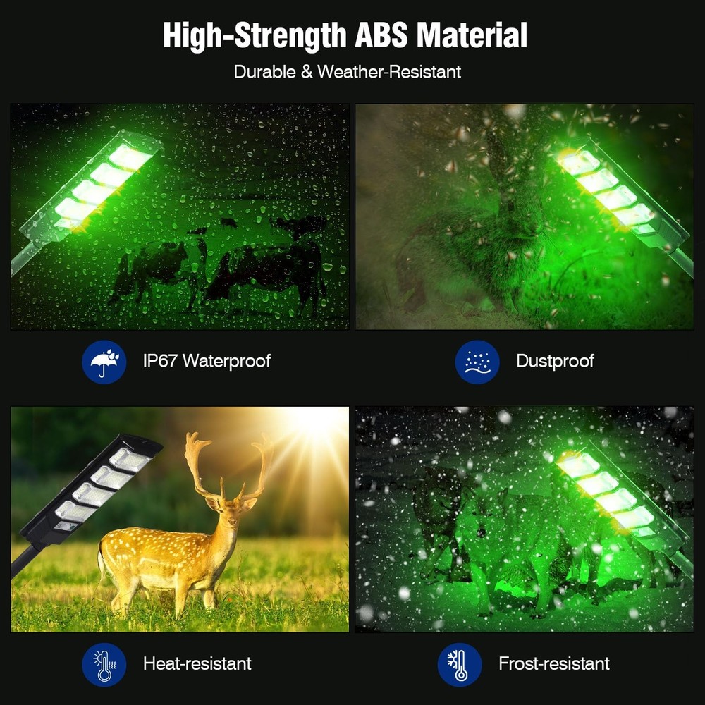 Hog Light 12000LM Solar Green with Remote Motion Sensor Waterproof 1 Pack