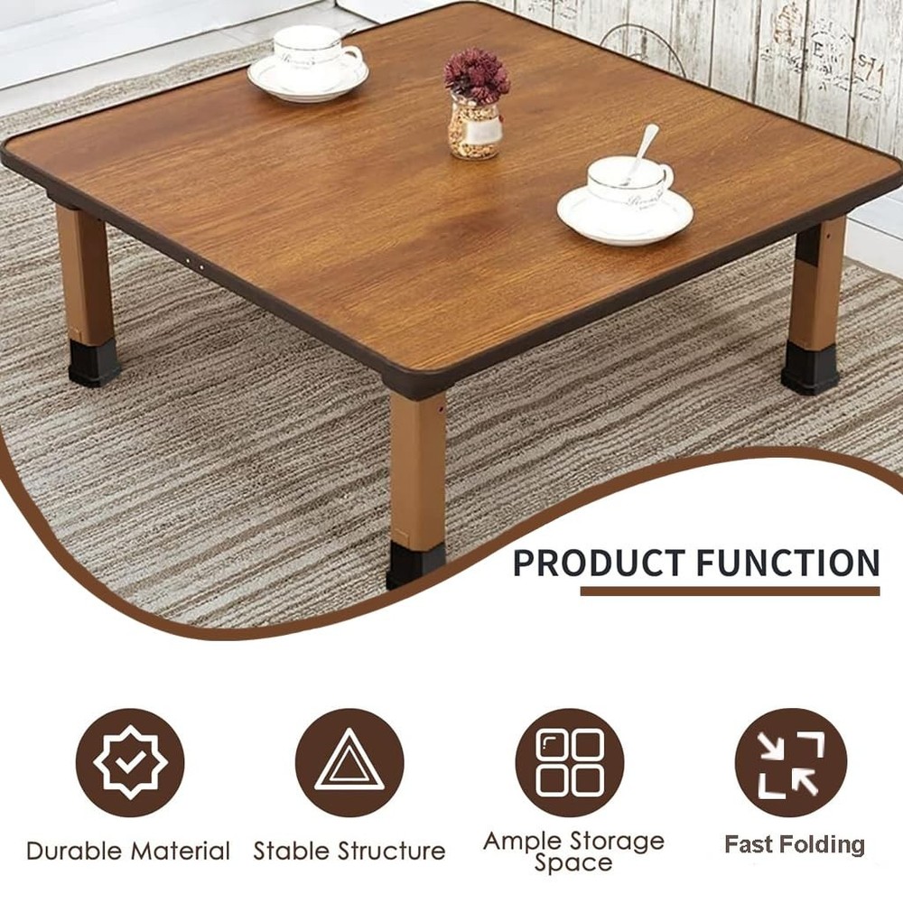 Japanese Foldable Coffee Table, Portable Low Tea Table Wooden Folding Dining ...