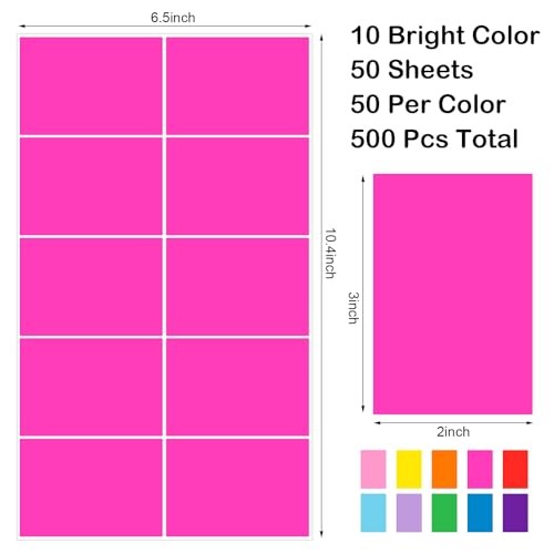Pieces Colored Labels Stickers 3 x 2 Inch Rectangular Moving Labels Large 500